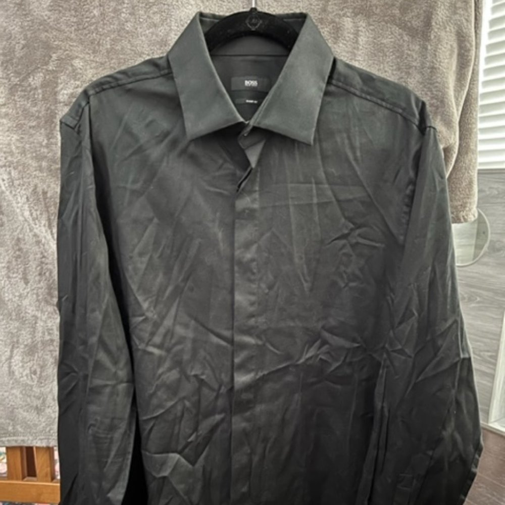 BOSS Hugo Boss Black Long Sleeve Dress Shirt Size: L large 34/35
